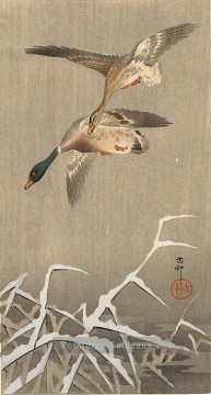 Canards colverts Ohara KOSON Shin Hanga Peinture à l'huile
